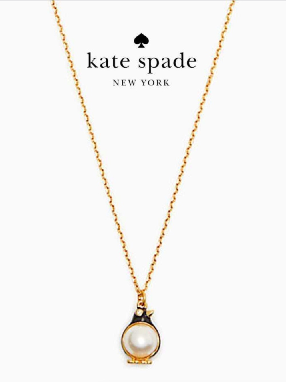 Kate Spade New York Artic Friends Enamel Penguin Pearl Pendant Necklace